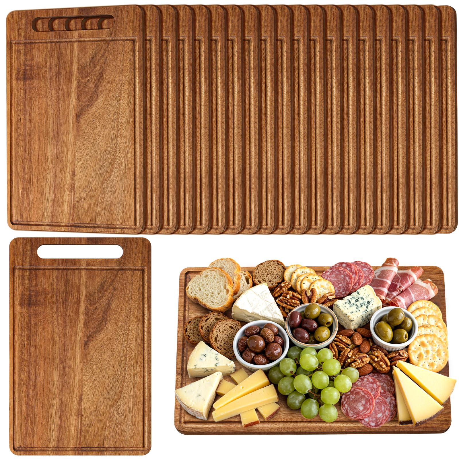 Planche à découper en bois d'acacia avec poignée 30,5x20,8 cm pour pain fruits et légumes