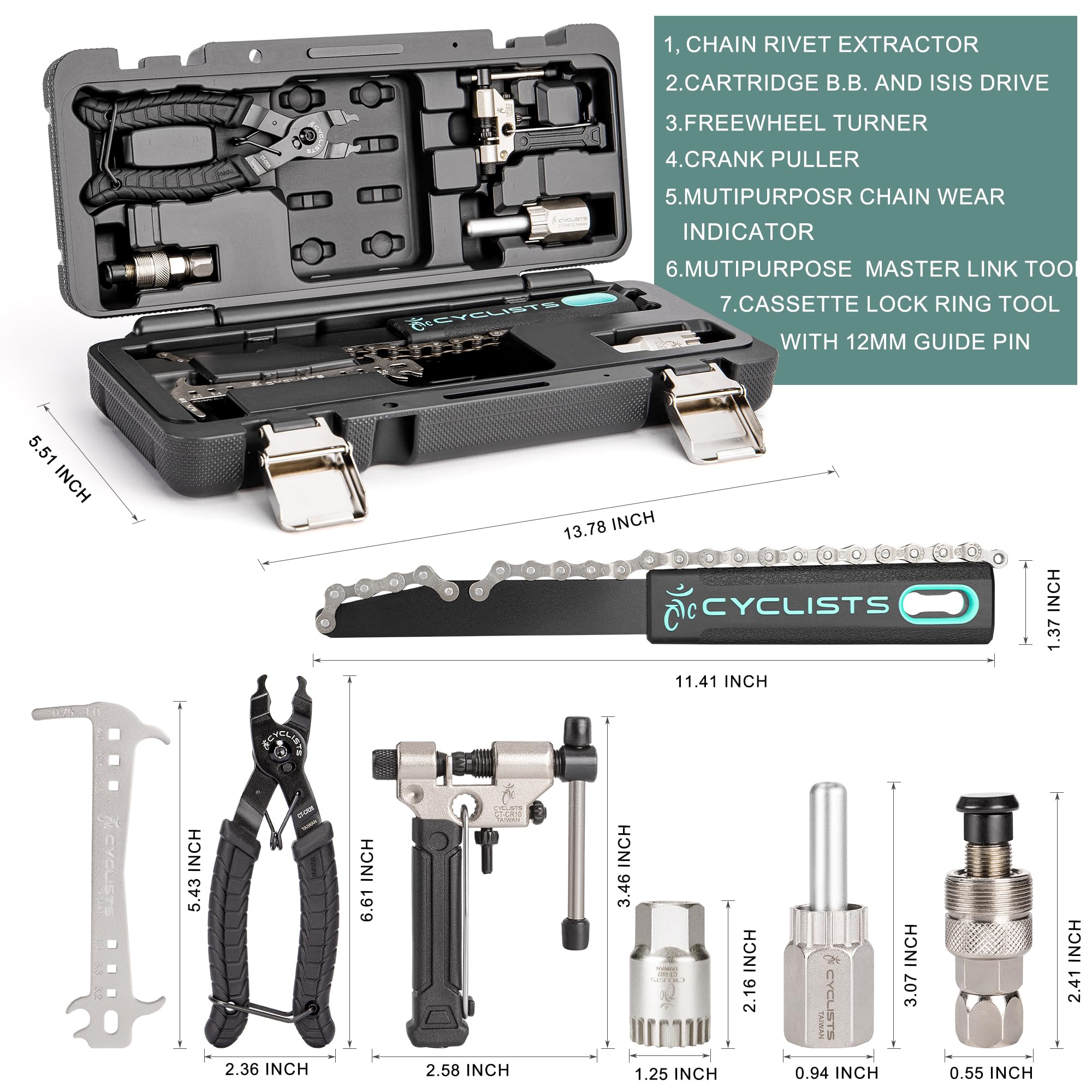 7 Piece Bike Tool Kit - Bike Tools Maintenance Repair Kit - Mountain/Road Bike Bicycle Repair Tool Kit With Storage Case