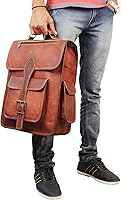 Vista 7 de 16 Inch Genuine Leather Backpack for Women and Men - Retro Vintage Laptop Backpack