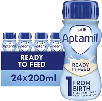 Aptamil 1 First Infant Baby Milk Ready To Use Liquid Formula, From Birth, White, 200 ml, Pack Of 24