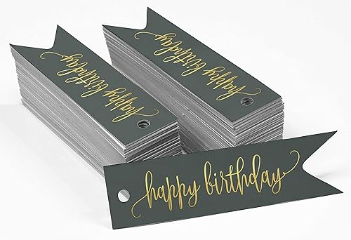 Miniatura 48 de Etiquetas de papel para colgar con texto en inglés «Happy Birthday», 100 unidades Azul,Aqua Blue,Negro -,azul, cerceta (Dark Teal Blue),Rosa