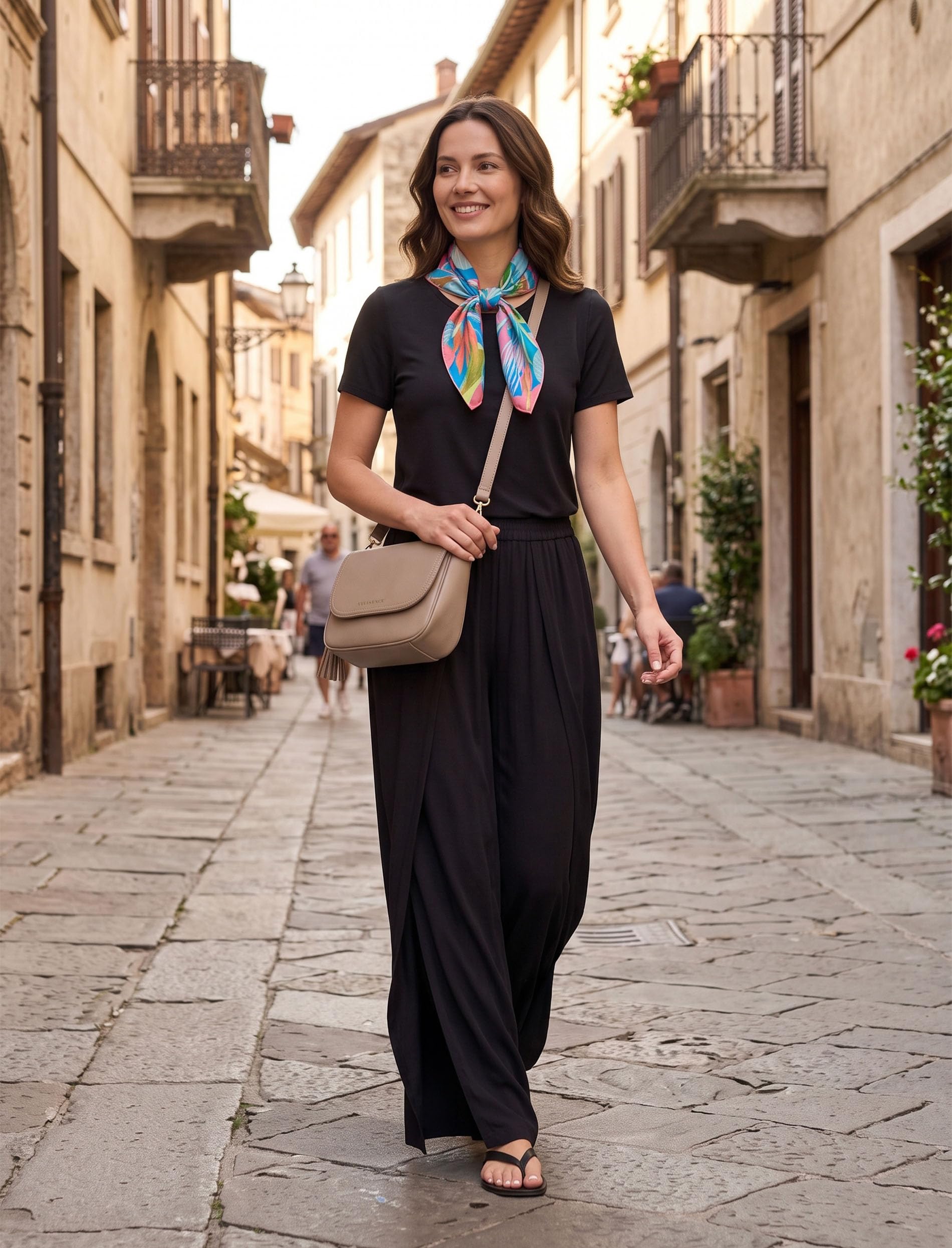 Vivisence conjunto de viscosa pijama mujer ropa de casa | pernera ancha cómoda, aberturas laterales ligeras, bolsillos prácticos, cintura elástica suave