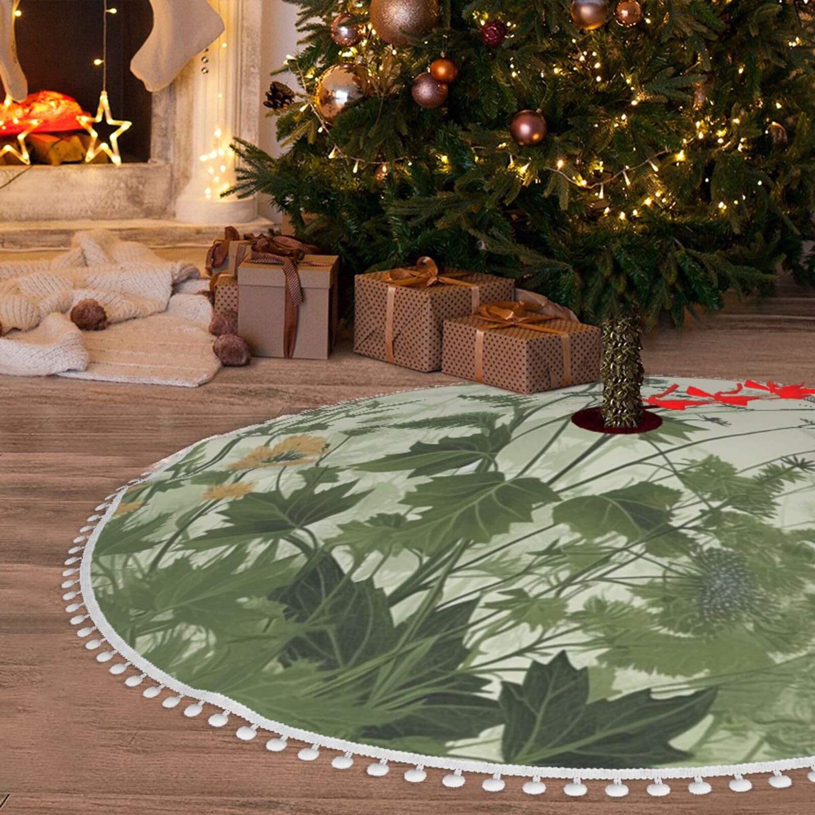 Jupe de sapin de Noël fausse fourrure blanche épaisse et douce 121 cm