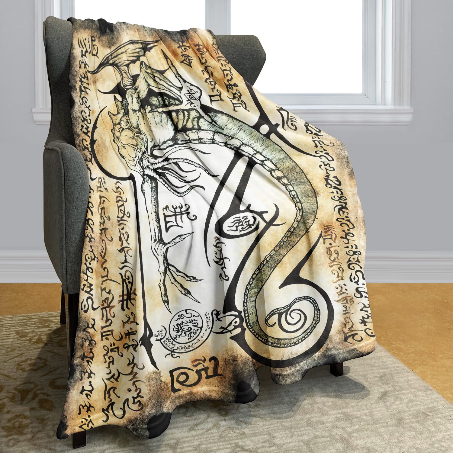 YISUMEI - Couverture polaire douce - Les rituels de Cthulhu, jeté de lit pour canapé ou lit, Coton mélangé, Couleur 1, 150 x 200 cm