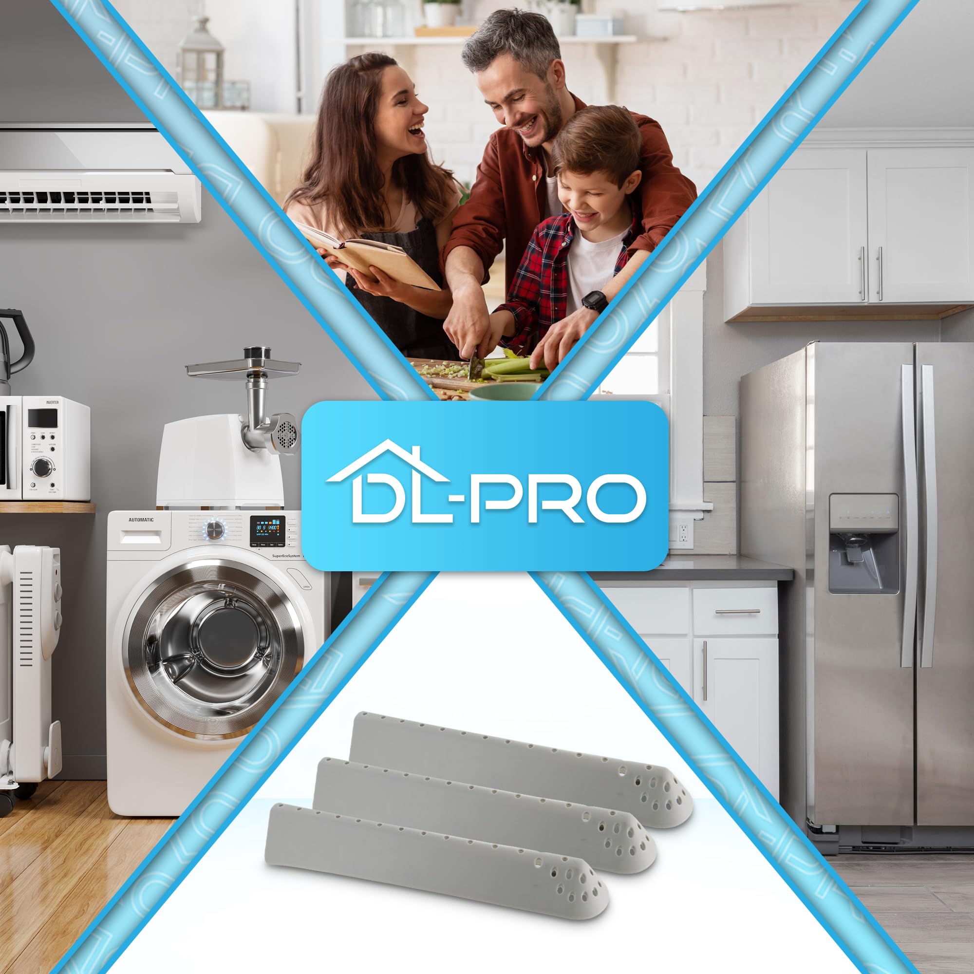 DL-pro Lot de 3 aubes de tambour 31x6,1x4,2cm pour Candy Hoover Otsein 43005989 Ensemble robuste d'aubes de tambour avec 31 trous Gris pour tambour de lave-linge