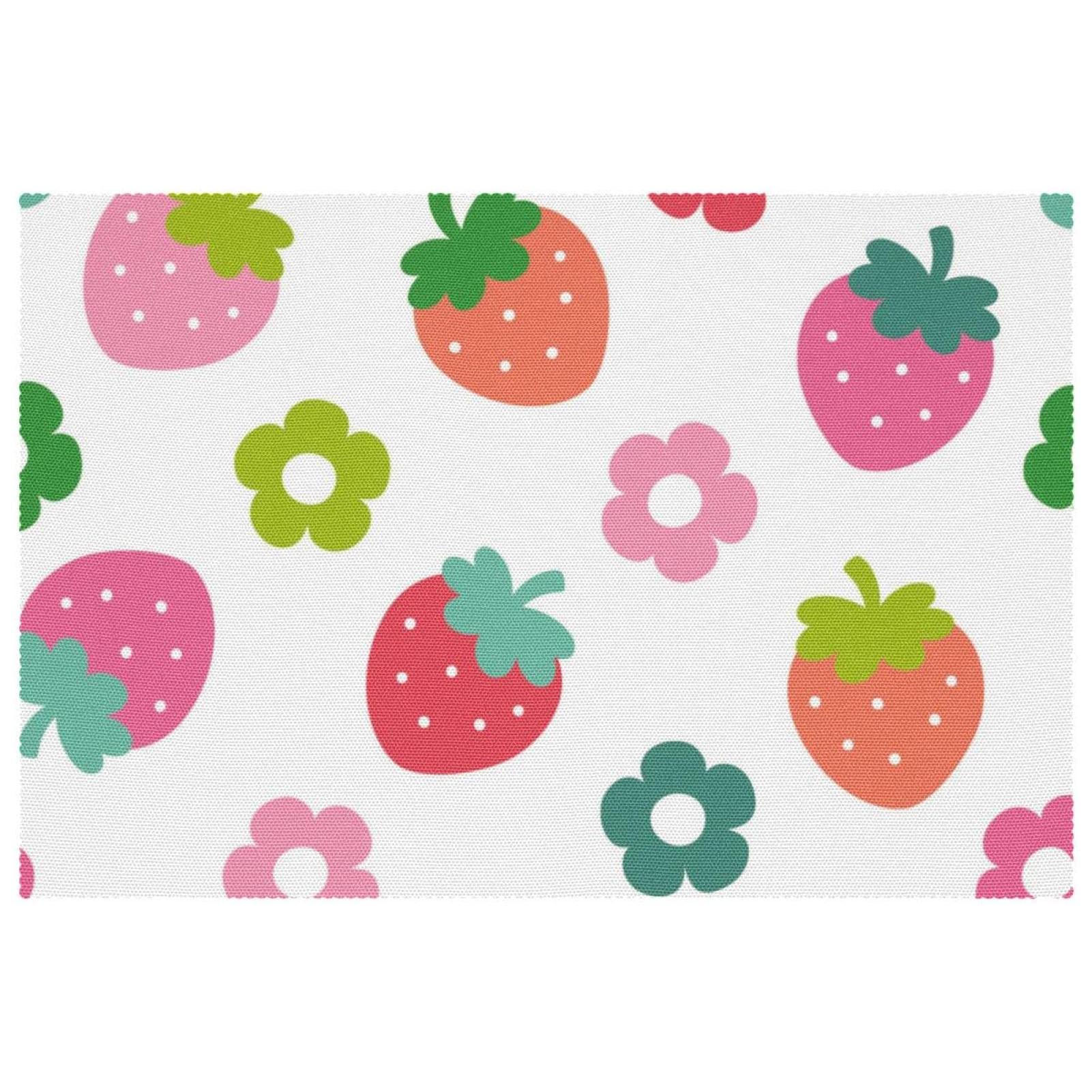 Set de table fraises et fleurs colorés antidérapant et résistant à la chaleur lot de 6