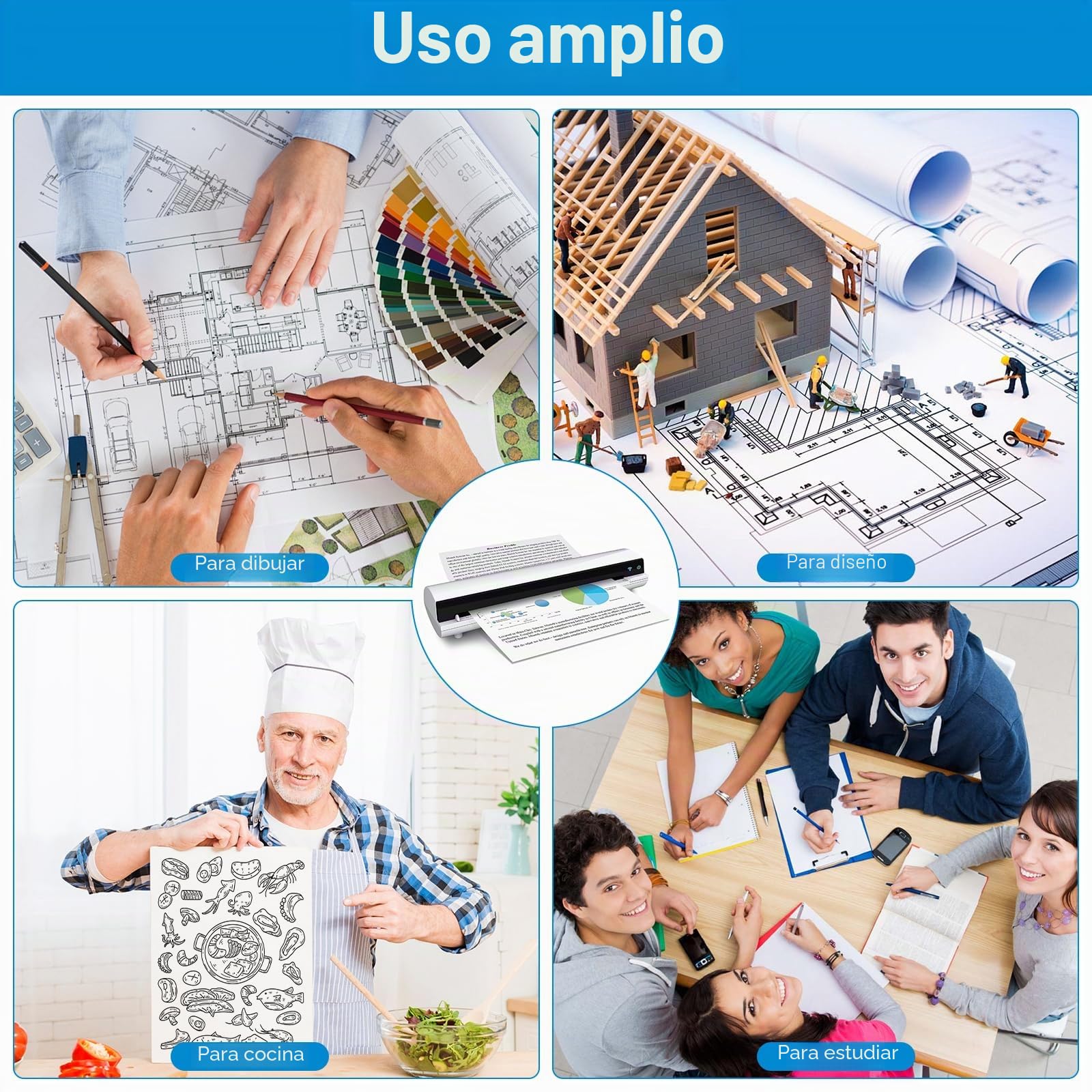 100 hojas de papel térmico A4 para impresora portátil, papel A4 impresora, hojas térmicas, secado rápido, diseño sin atascos, para fotos, recibos, memo file, 210 x 297 mm