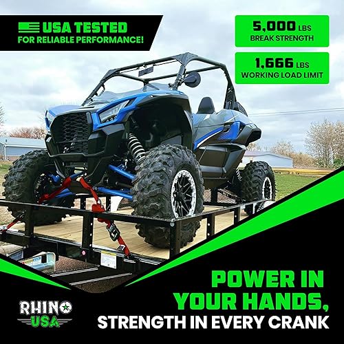 Miniatura 7 de Rhino USA Kit de correas de trinquete resistentes (paquete de 4)  1.6 pulgadas x 8 pies de resistencia mínima a la rotura (5,000)  Correas de amarre