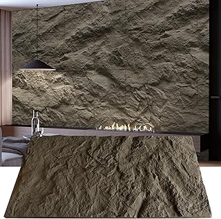 KASARO 3D Faux Stone Wall Panels, 4 PCS PU Wainscoting Panel for Interio...
