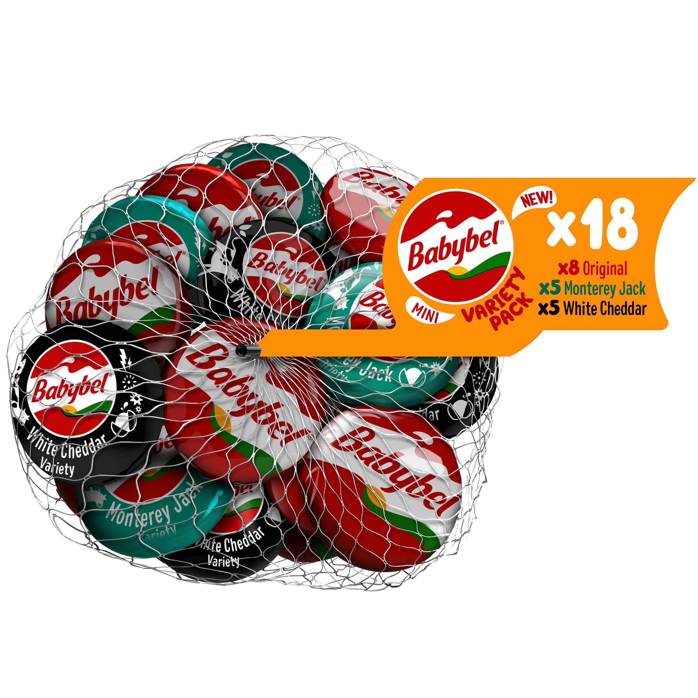 Mini Babybel® Variety Net Snack Cheese, 18 Pack (12.7 oz) : Grocery & Gourmet Food