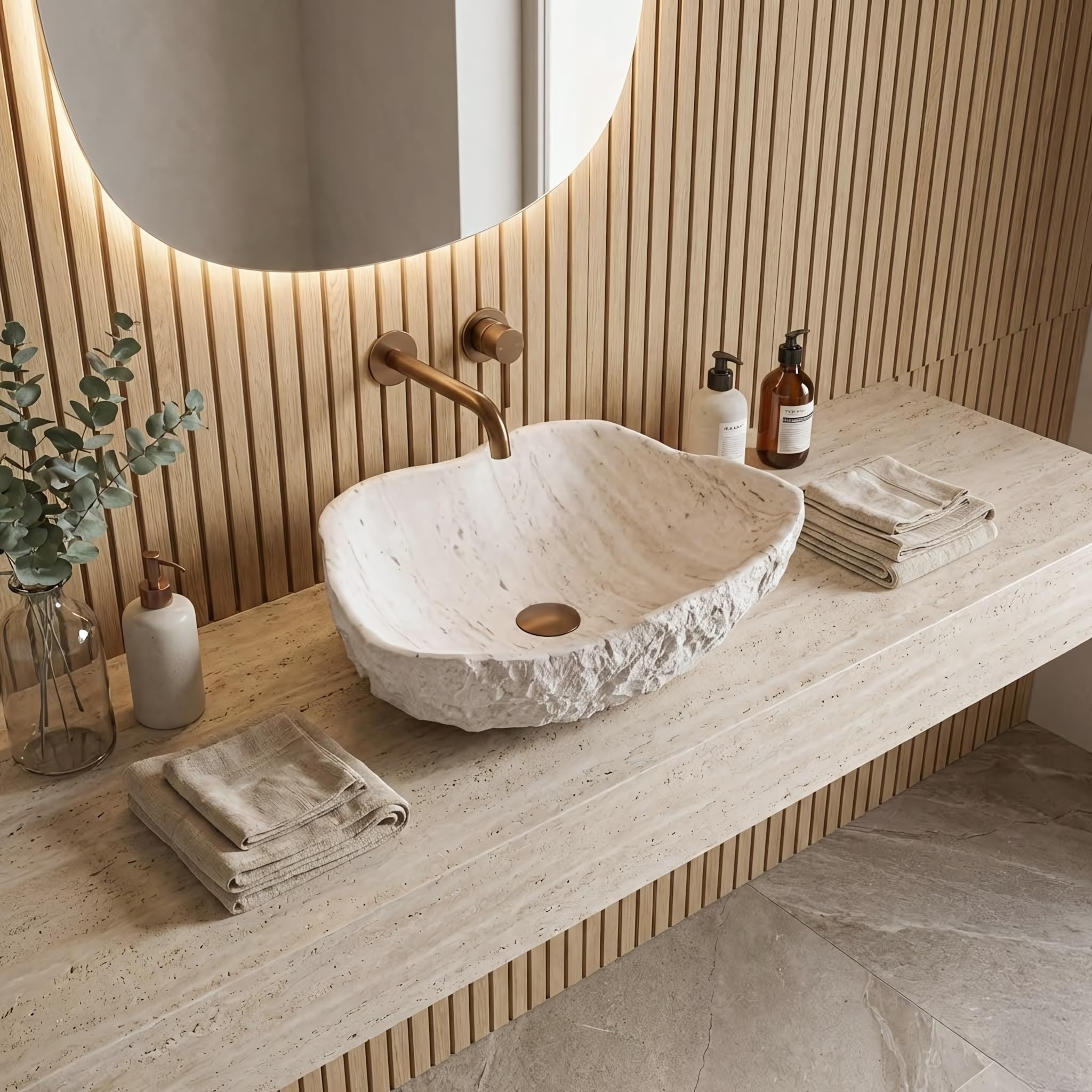 Lavabo Sobre Encimera Rea Isla Shiro Beige 49X37X13,5Cm