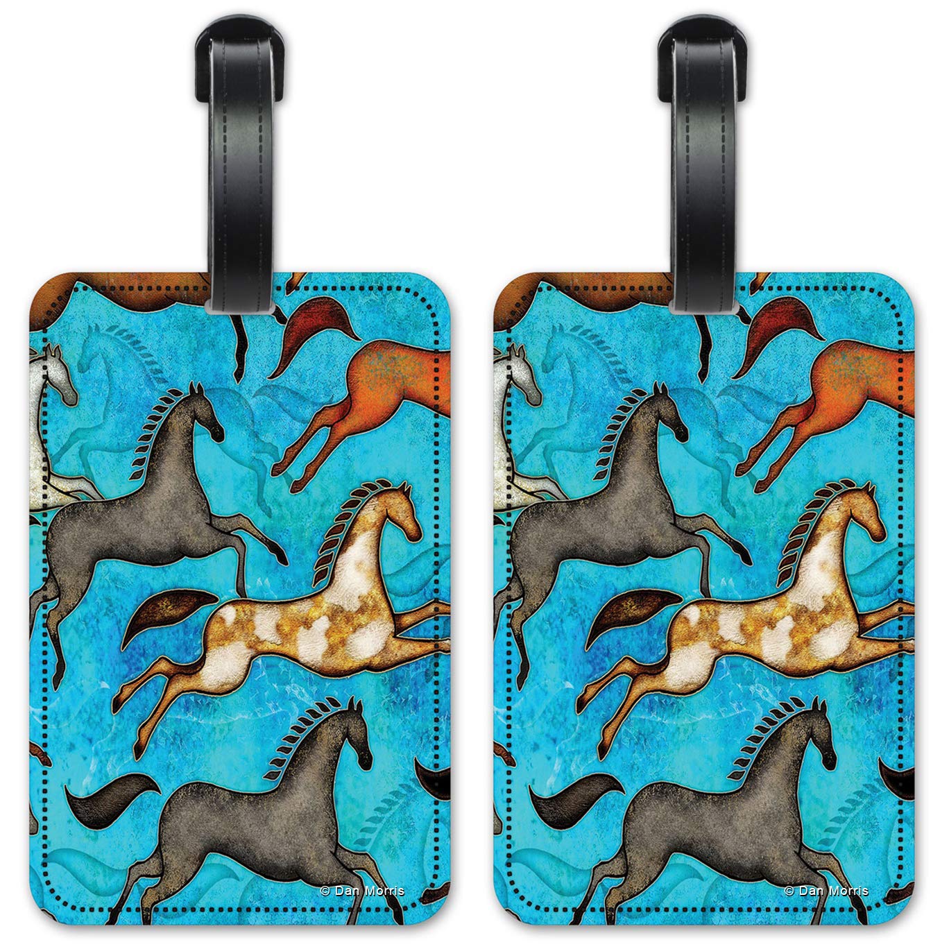 Aztec Horses - Image by Dan Morris - Luggage ID Tags - Suitcase Identification Cards - Set of 2
