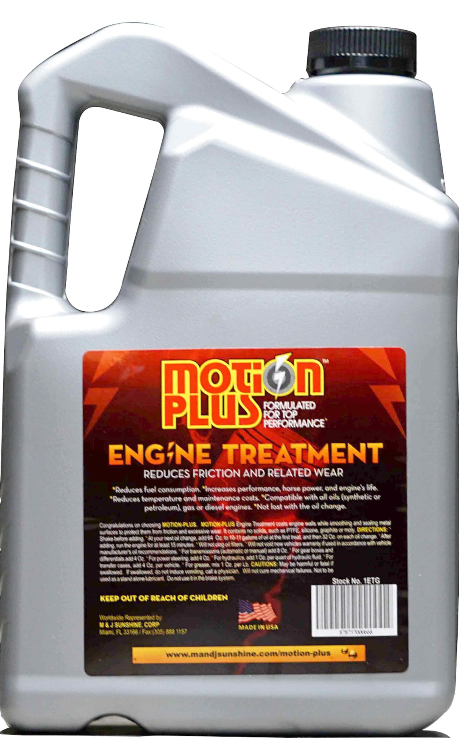 Engine Treatment Motion Plus/Metal Treatment/Super Lubricant/Heavy Duty/Anti Friction/Engine Metal Treatment/Lube/EP/Automotive/Cars / 1 Gallon U.S