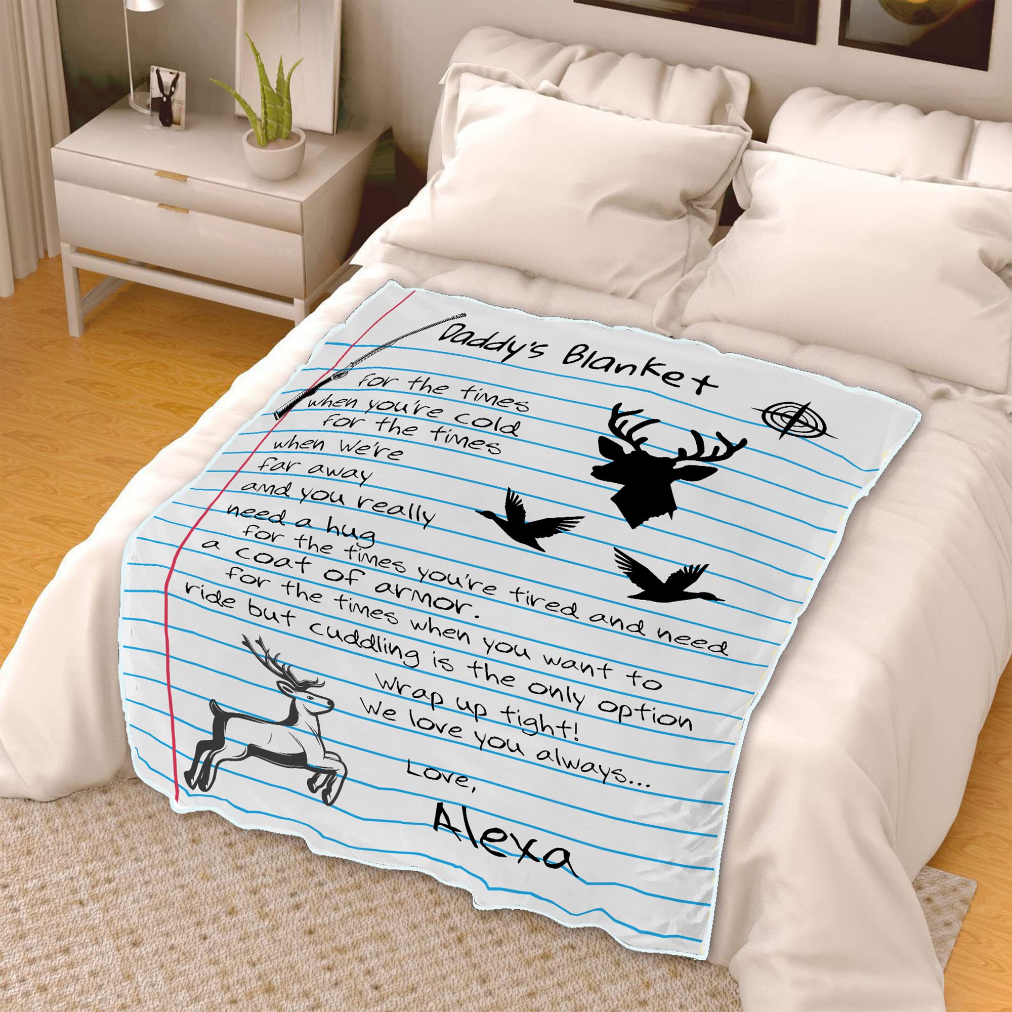 Manta con nombre personalizado, regalo de caza para papá, manta de caza personalizada, manta de forro polar suave, manta de nombre personalizada para papá, manta personalizada con nombre
