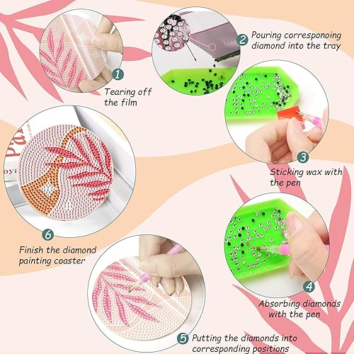 Miniatura 9 de 8 posavasos de pintura de diamantes bohemios con soporte, posavasos de arte de diamantes bohemios, posavasos de pintura de arte de diamante,