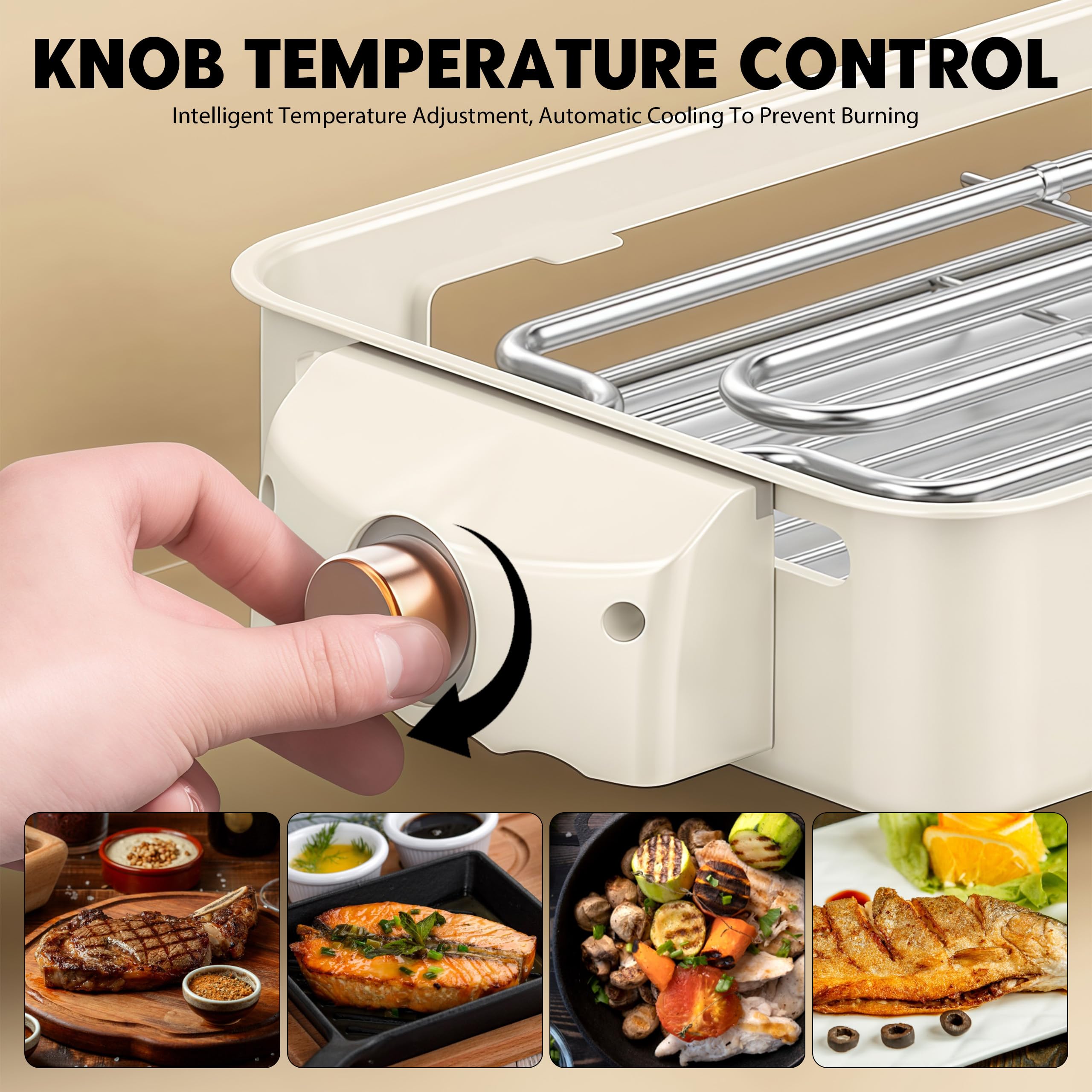 Elektrischer Hot Pot Grill 2 in 1, 1700W Elektrisch Korean Barbeque mit 2 unabhängiger Temperaturregelung, Multifunktion Elektrische Grill Hot Pot für Familie, Freunde und Party, für 5-8 Personen