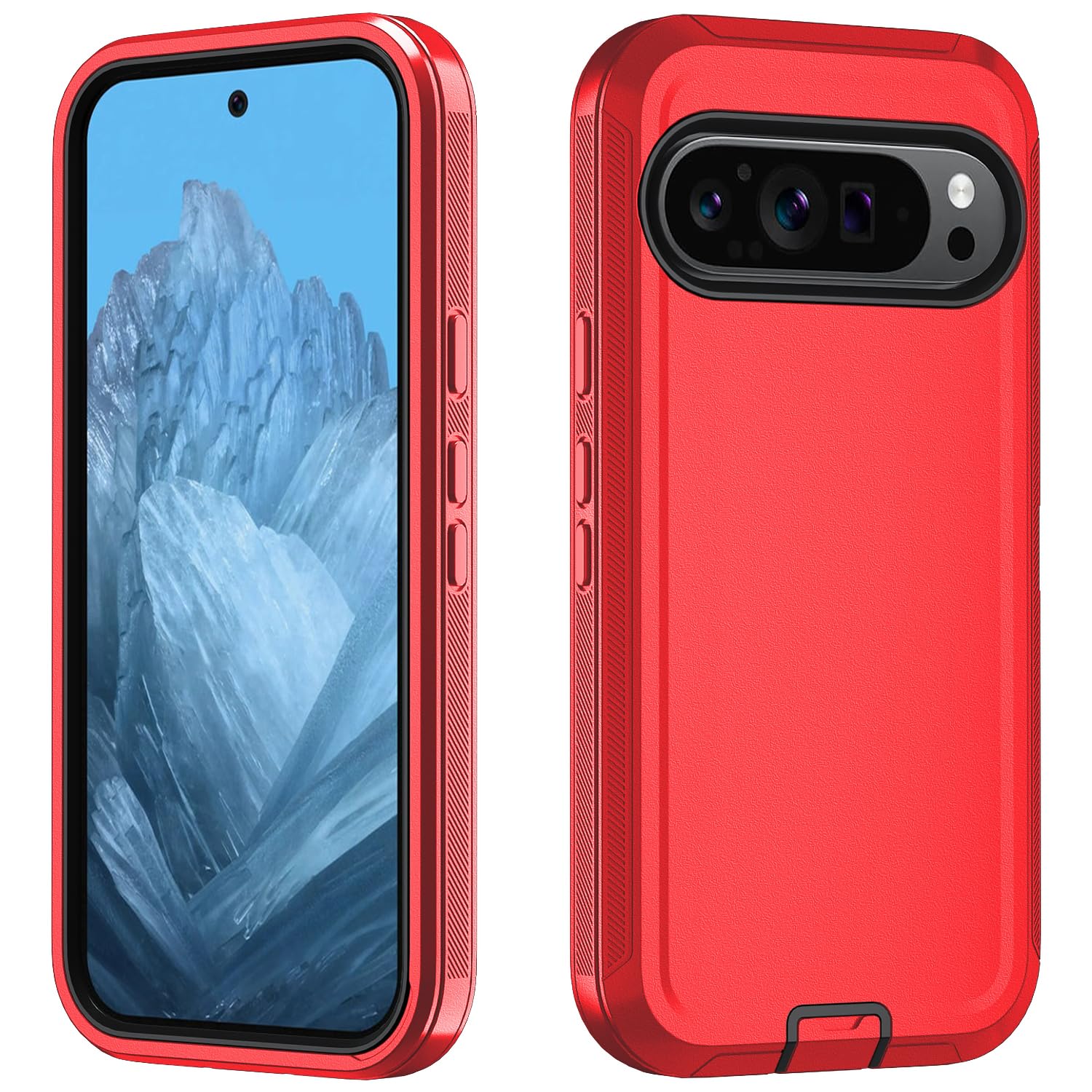 Custodia per Pixel 10 Pro XL, design 3 in 1 [nessuna protezione dello schermo] protezione robusta per Google 10 Pro XL rosso+nero