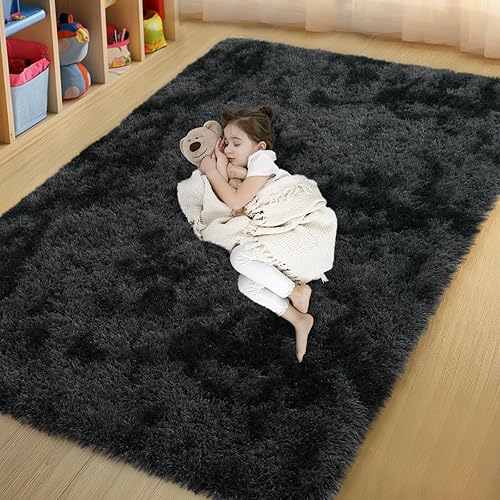 Miniatura 91 de Alfombras de área de 6 x 9 pies para sala de estar, alfombra azul grande y esponjosa para dormitorio, alfombras suaves y peludas para dormitorio de