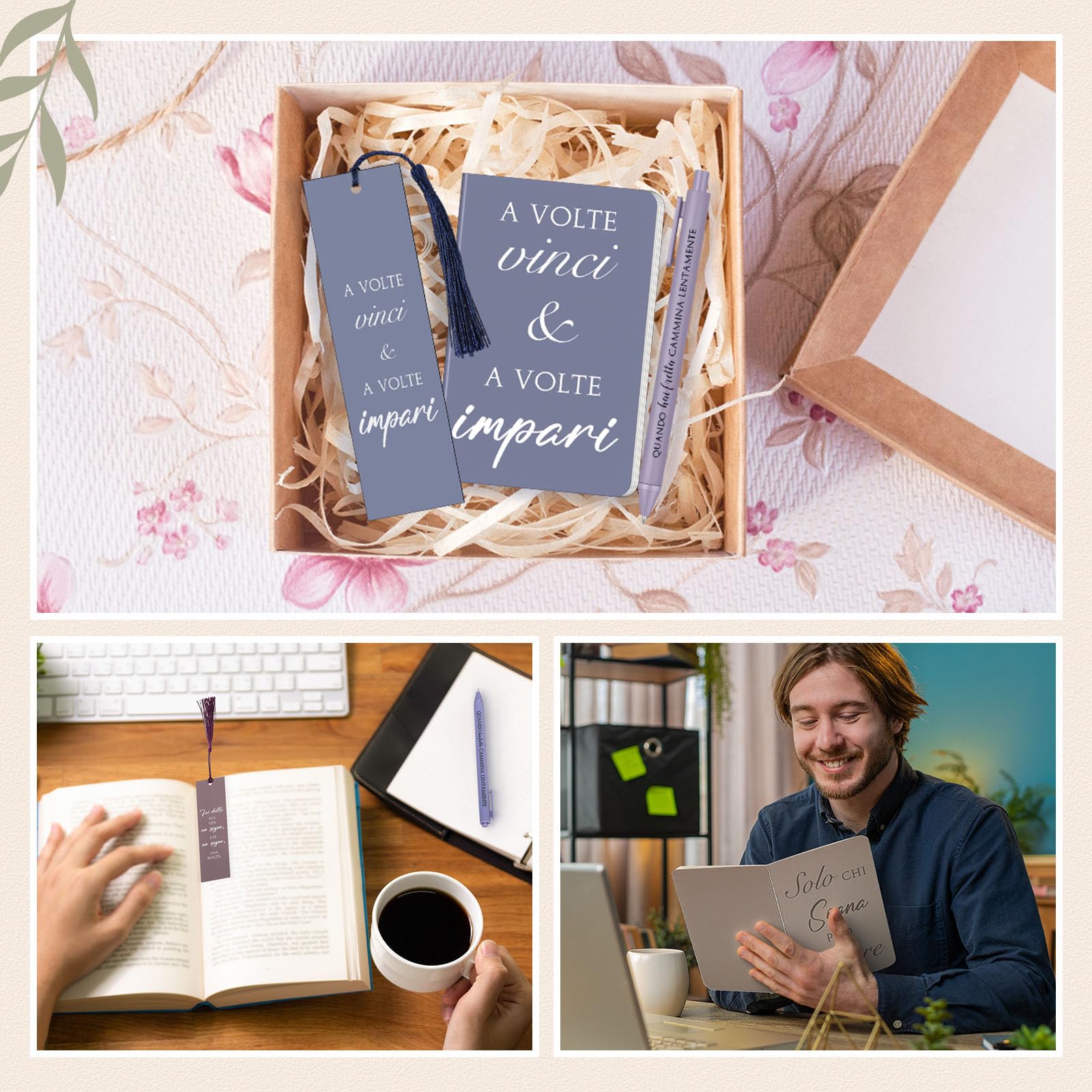 Sinmoe 24 Set 96 Pezzi Motivazionali Regali per Colleghi di Lavoro Personalizzate Natale Fine Anno Regalo con Frasi Motivazionali Italiano Ispirazione Regali di Ringraziamento (Stile Classico)