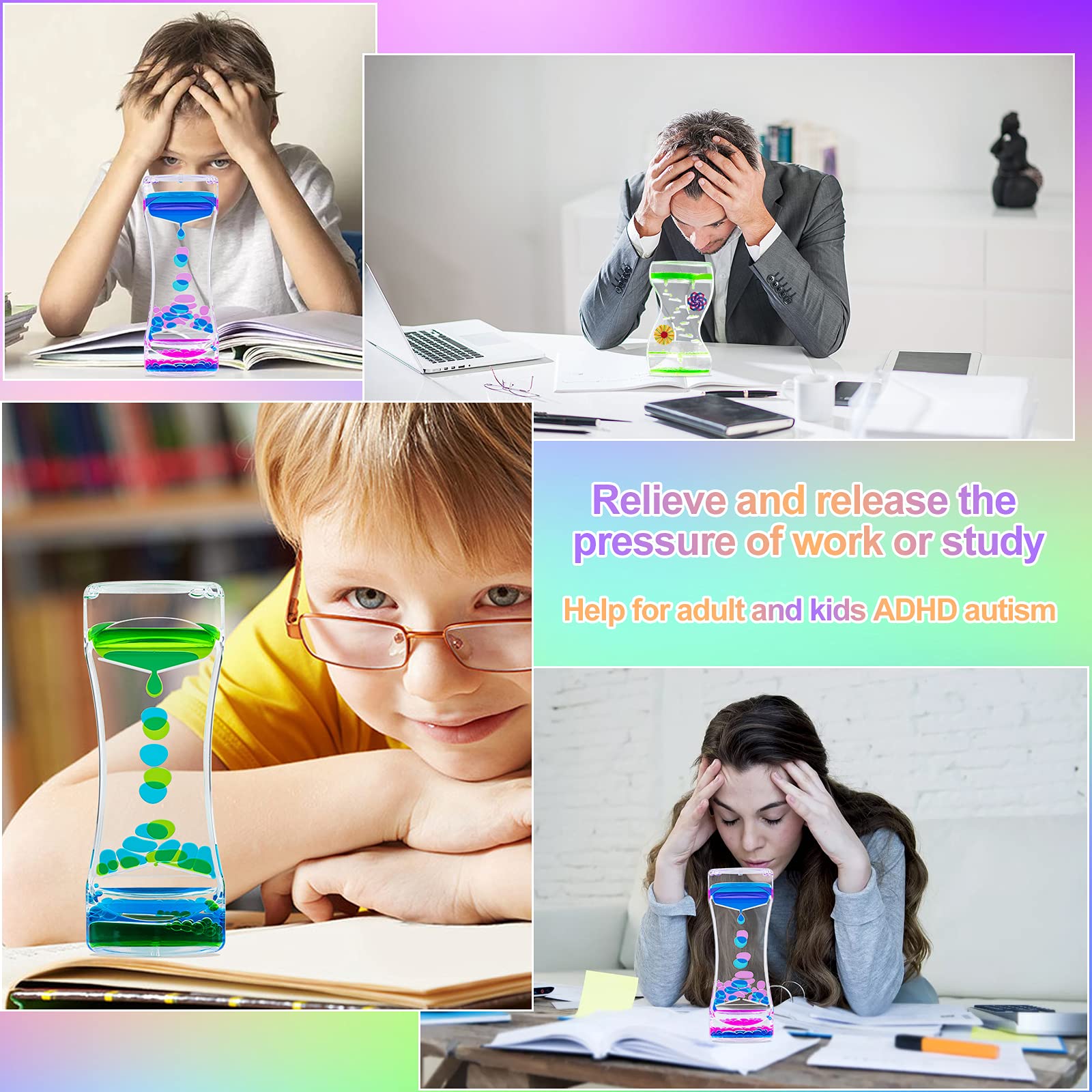 Sirecal Liquid Motion Bubble Timer Sensory 3Pcs Water Timer Fidget