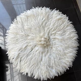 White Juju Hat, Cream Juju Hat, Bamileke Juju Hat, Wall Decor, Wall Hanging, African Traditional Decor, 23" - 24" Most Popular Size