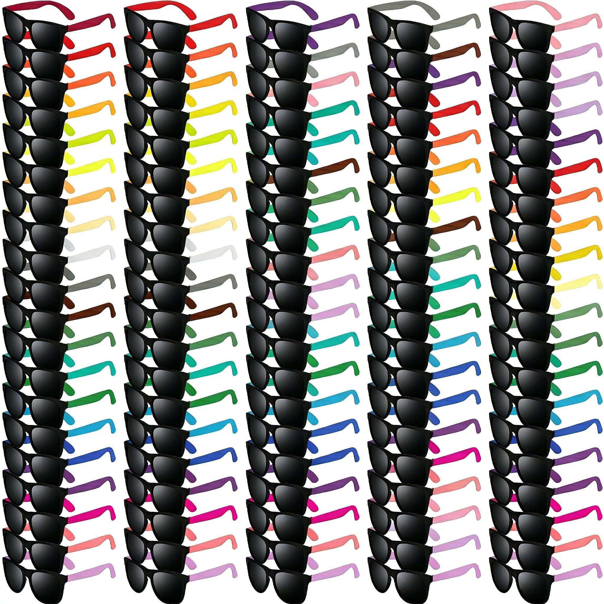 UV400-Sonnenbrillen, Neonfarben, 80er-Jahrezubehör, Partyzubehör, Geschenkbox, 150 Stück | Goody Bag Stuffer, Geburtstagsdekor, Sommer-Strandspielzeug, Karneval, Ostern, Mädchen-Klassenpreis