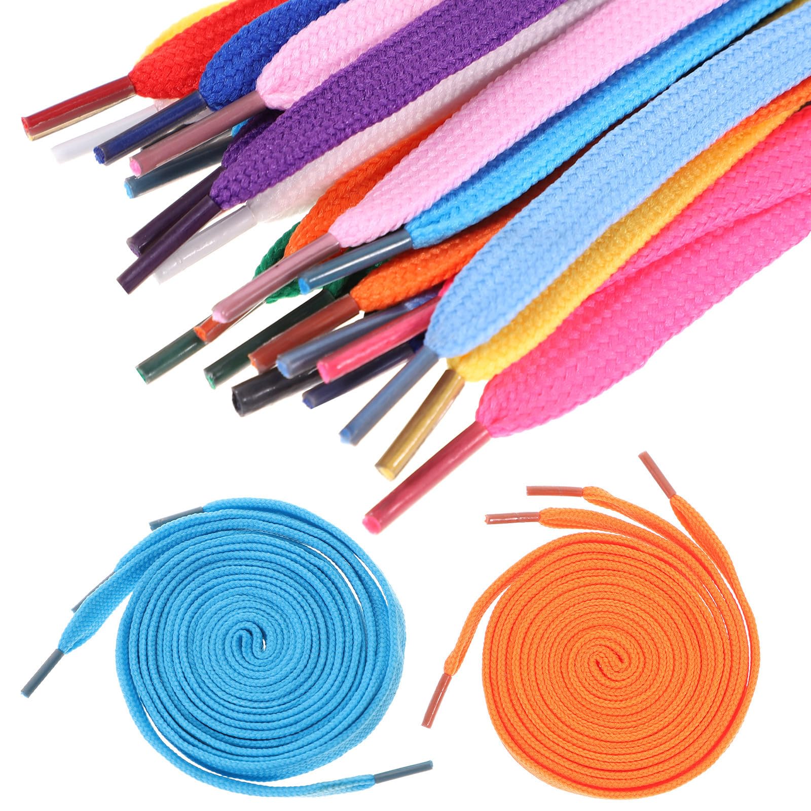 Operitacx Cordones de Zapatos Planos de Colores para Zapatillas Deportivas y Botas, 12 Pares de Cordones Duraderos de Poliéster y Nylon para Reemplazo y Estilo Color Color Aleatorio