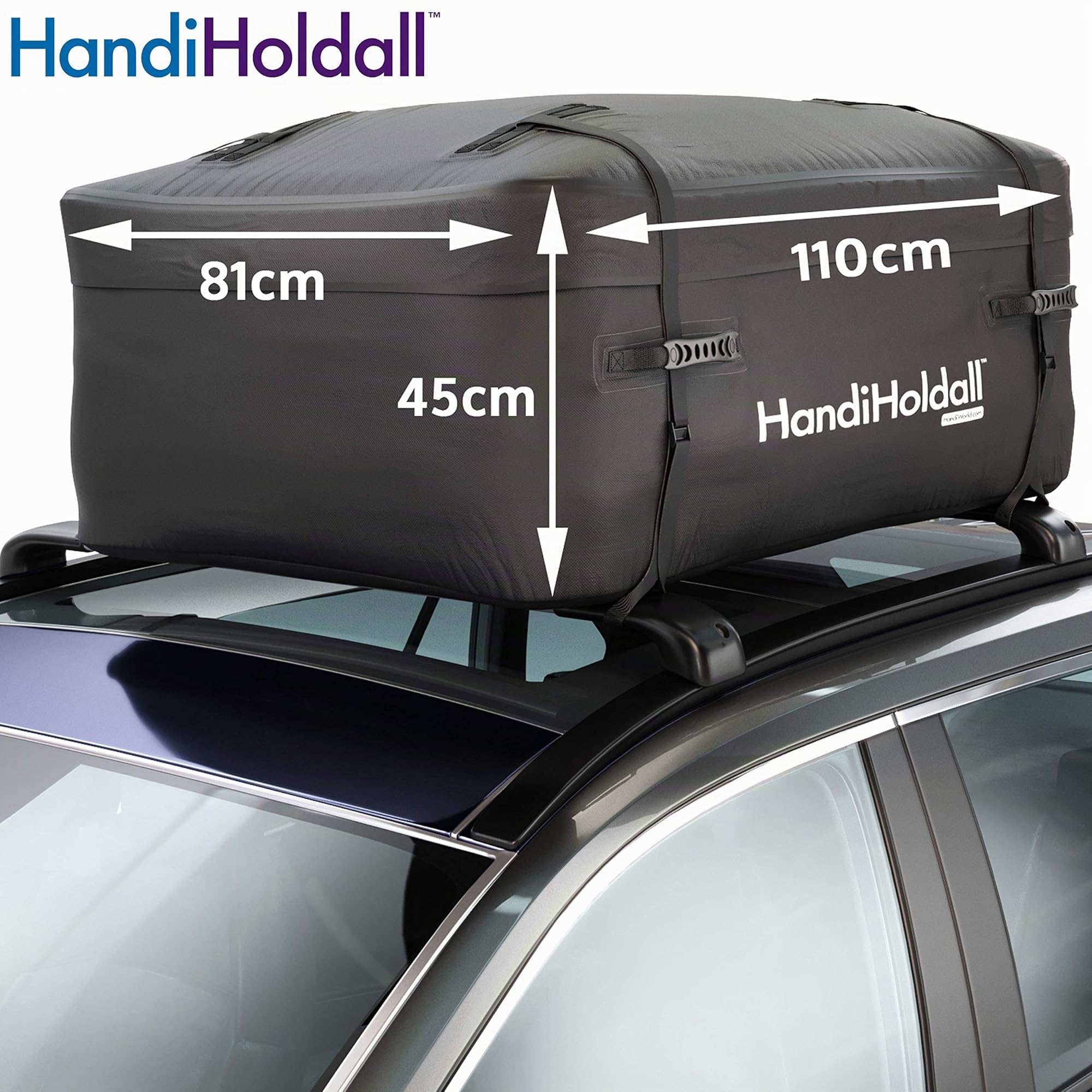 HandiWorld HandiHoldall 400 Liter Wasserdichter Dachkoffer; Faltbarer Dachkoffer mit festem Boden; Schwarz