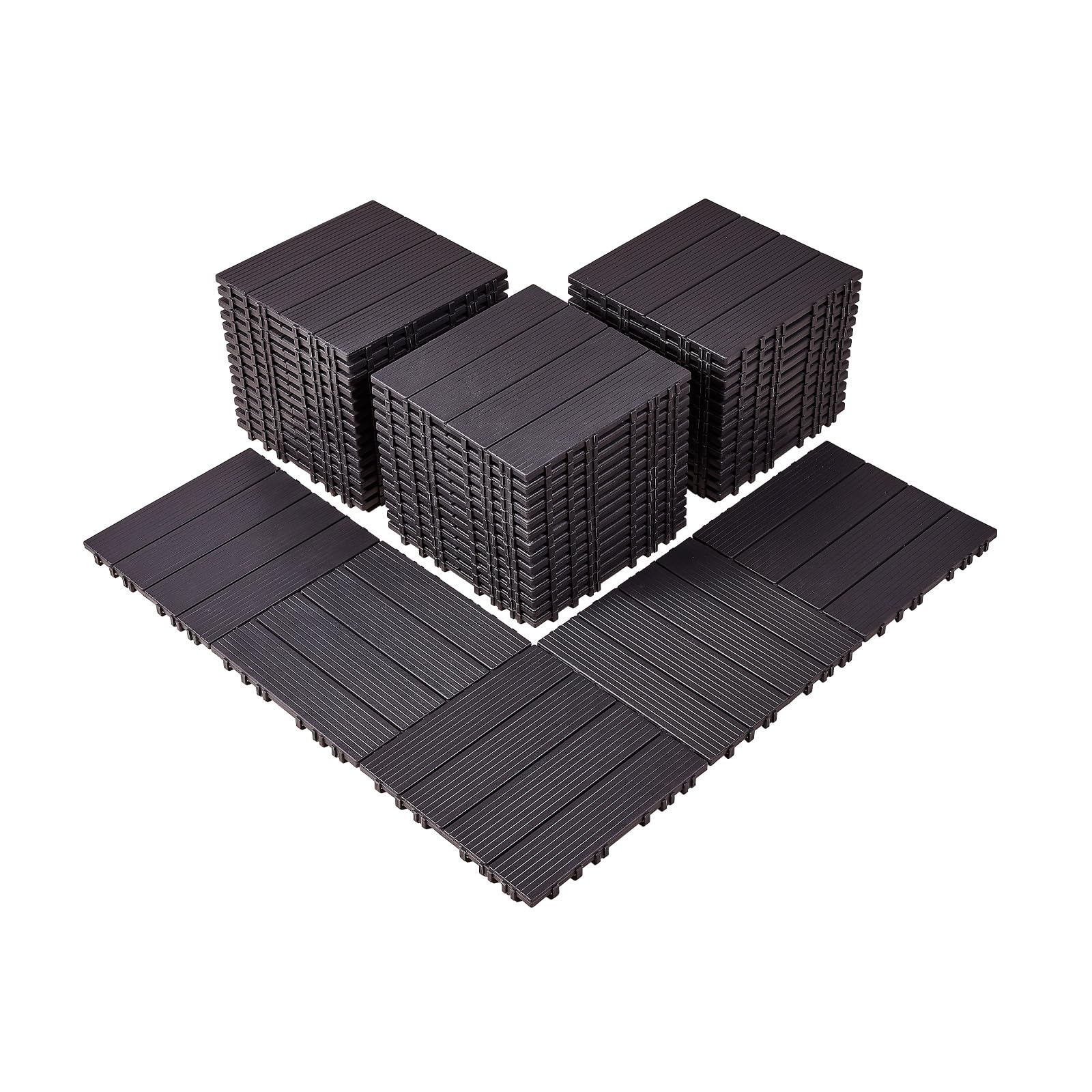 VEVOR Azulejos Entrelazados para Terraza, de Plástico, Resistentes al Agua, para Uso en Todo Tipo de Climas, para Terrazas, Porches, Piscinas, Balcones, Patios, Marrón Oscuro, 300 x 300 x 20 mm 54 uds