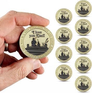 10 Pc Fathers Coin, I Love You Dad Token of Appreciation, Gold Plated Challenge Coin, Proverbs 207 Pocket Coin Gift for Men, Unique Gift Idea for Dads and Grandfathers, from Daughter, Sons or Wife.