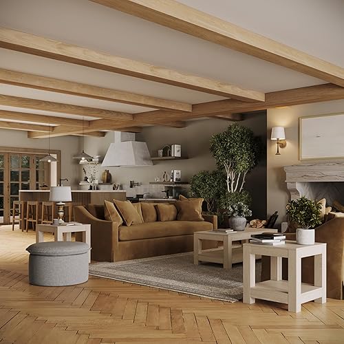 Miniatura 2 de Maven Lane Paulo Mesa auxiliar  Mesa cuadrada de 22 pulgadas con almacenamiento  Madera maciza gris  Ideal para sala de estar y dormitorio