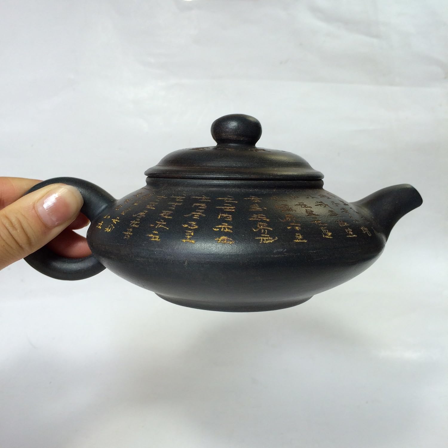 Yixing Pottery Teapot, Blue color with 心經 Buddhist