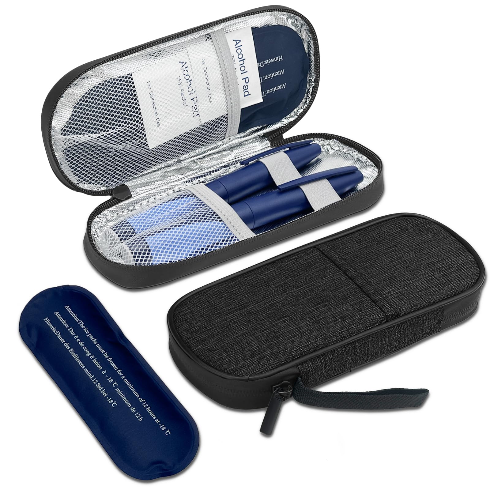 Insulin Pen Cooler Travel Case with 2 Ice Bag, Diabetic Medication Insulated Cool Organizer Carrying Bag for Insulin Pen and other Diabetic Supplies, Small Compact for Daily Life and Trip