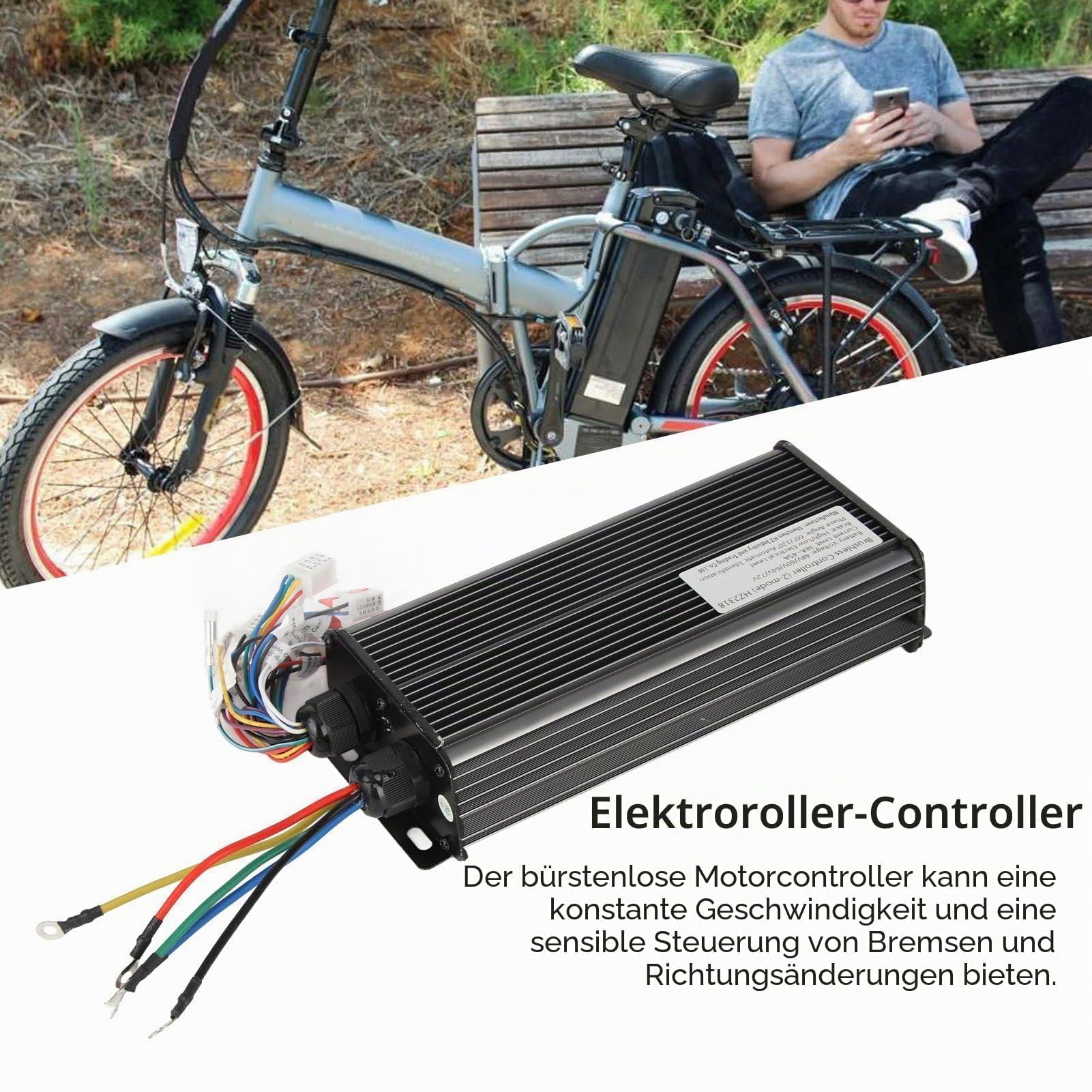 SUNGOOYUE Contrôleur sans Balais de Vélo électrique, 2000W 48V 60V 64V 72V Contrôleur de Moteur sans Balais à 18 Tubes pour Vélo électrique