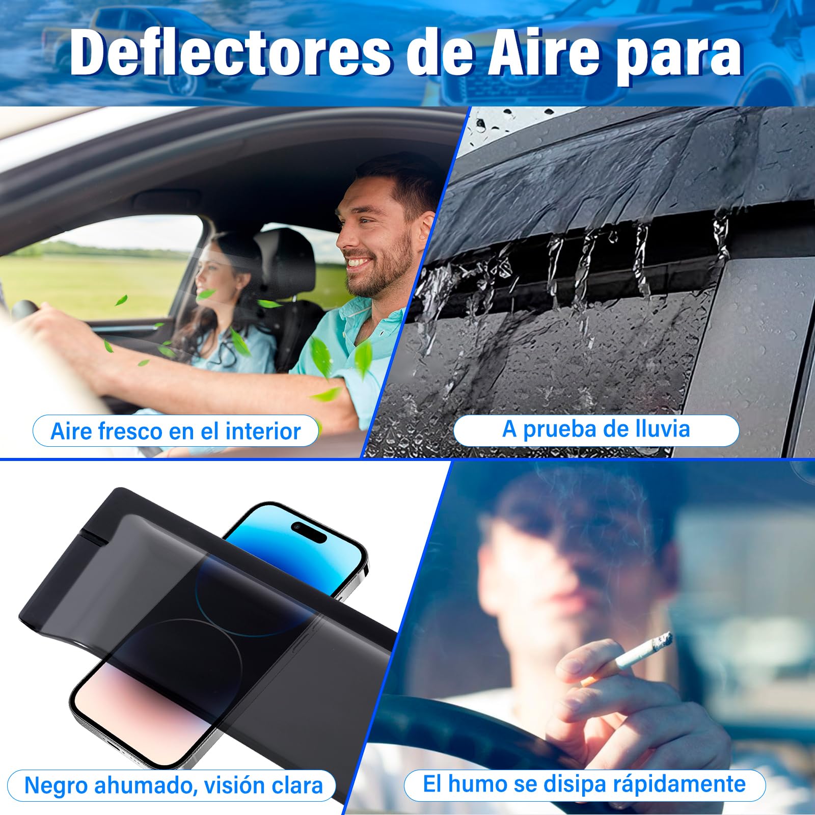 Deflectores de Viento Deflectores de Aire para Ford Ranger 2012-2022 XL XLT Wildtrak Limited Platinum Raptor T6 T7 T8 MK1 MK2 MK3 Doble Cabina(Deflectores de Viento)