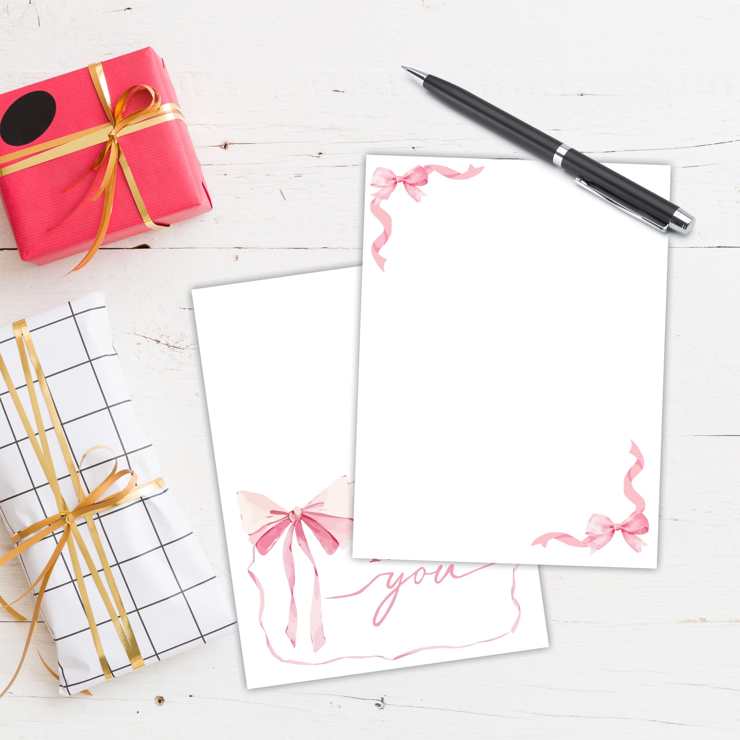 30 tarjetas de agradecimiento con lazo rosa con sobres y calcomanías, tarjetas de agradecimiento para baby shower y boda, tarjeta de regalo para profesores, graduación, negocios, vacaciones y fiesta