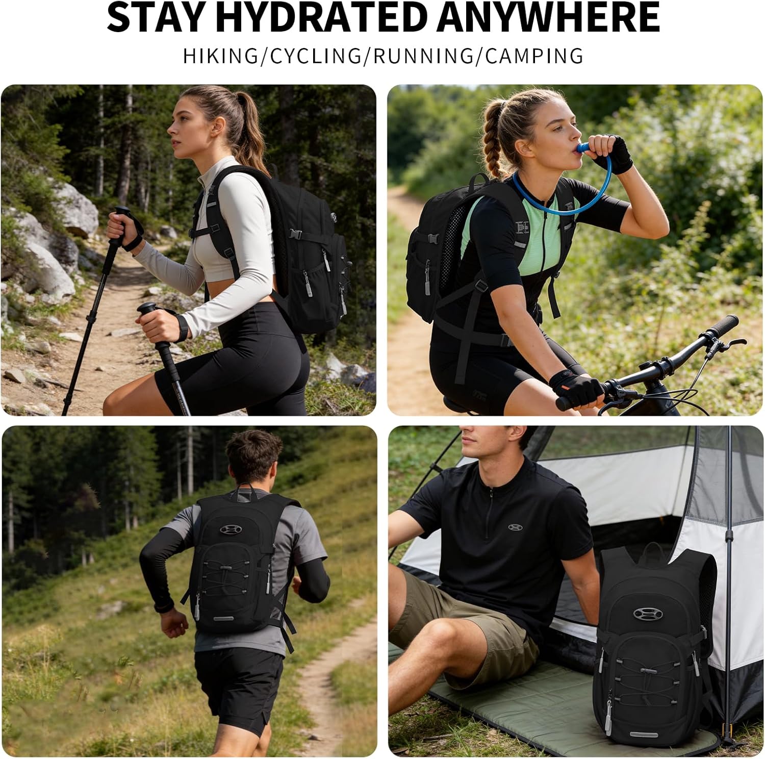 KABAQOO Hydration Backpack, 18L Multipurpose Hiking Backpack with 3L Water Bladder, Water Backpack Insulated Hydration Pack Ideal for Hiking and Cycling