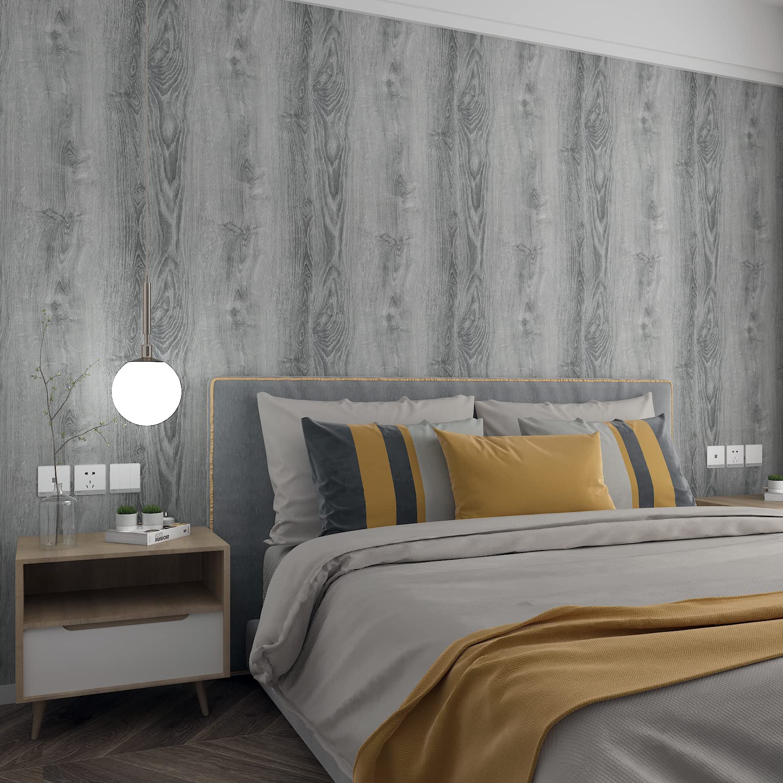 Decotalk Carta da Parati Grigio Chiaro Adesiva per Mobilis Legno Lavabile