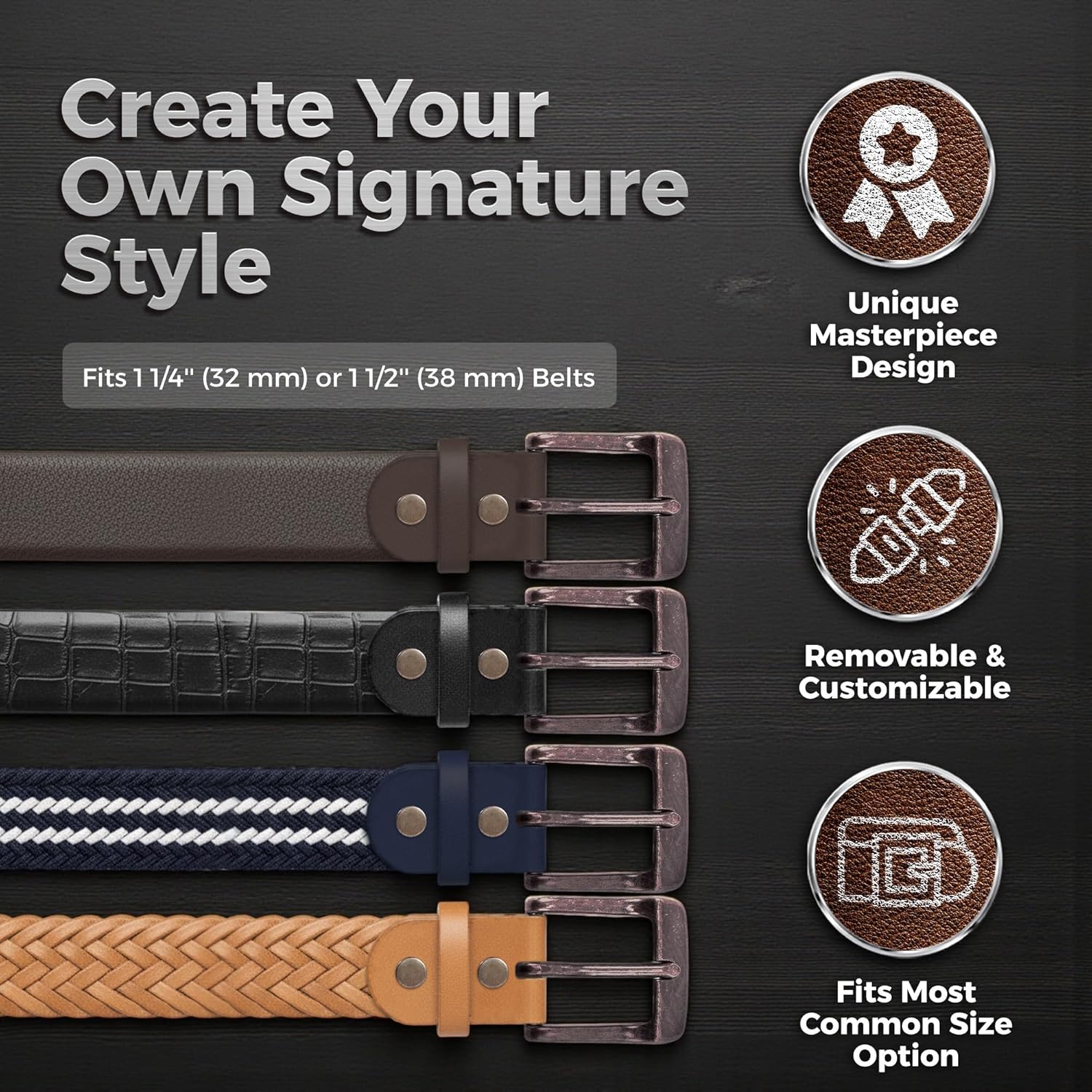 VP Leather Unique Belt Buckle for Men for Women Replacement Leather Belt - Image 4