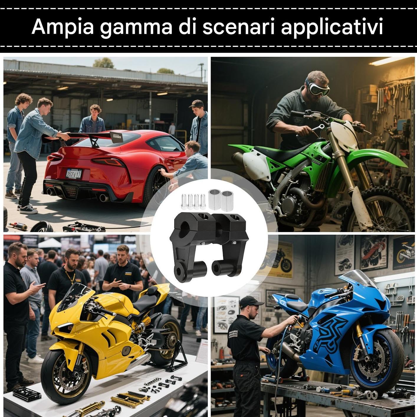 Generico Alza Manubrio Motocicletta | Rialzo con Morsetto Regolabile,Moto per Avventura Turismo Quad Tutto Stagione
