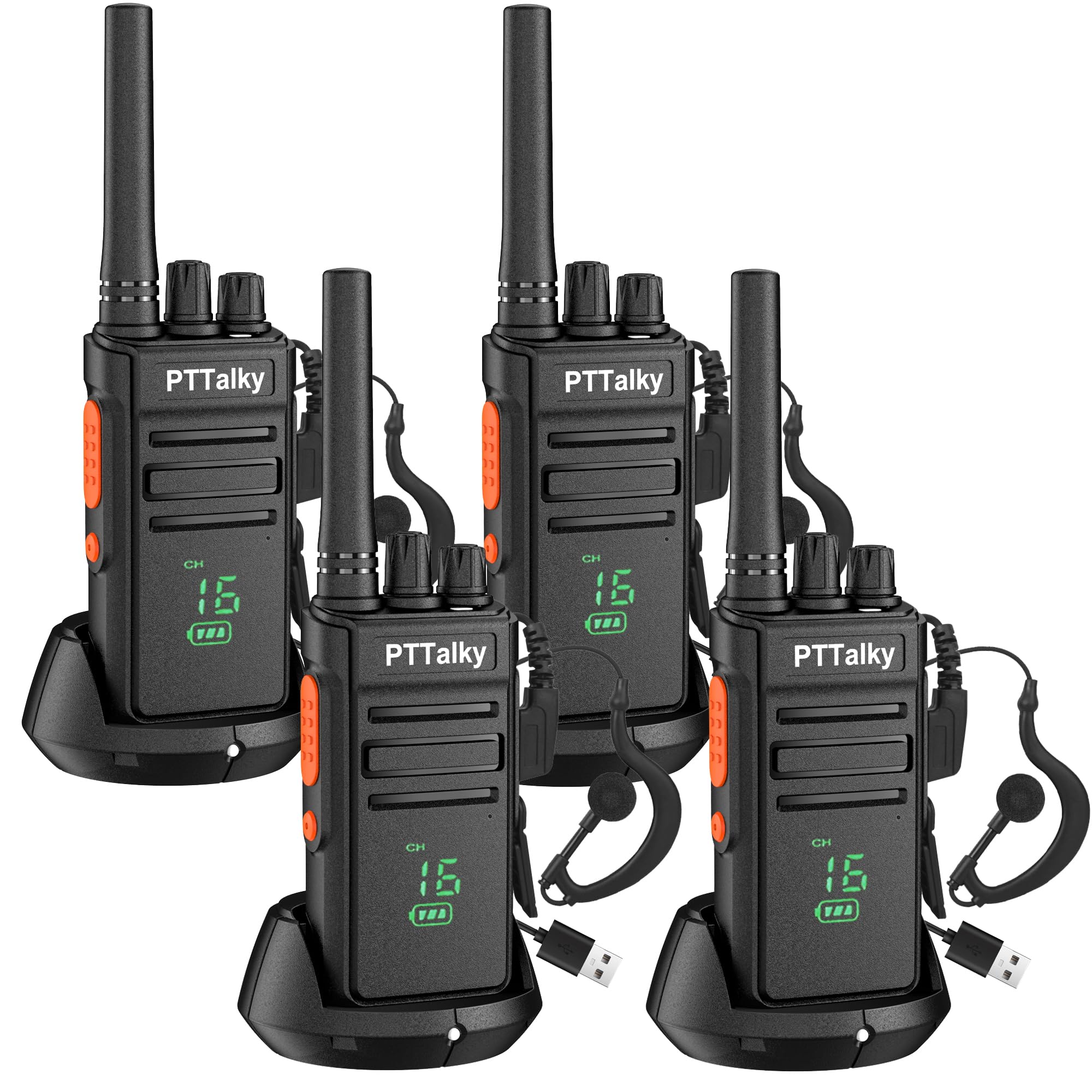 E.T. WALKIE TALKIES 未開封 PTTalky 4 Pack Walkie Talkies with Hidden Display, 2 Way Radios