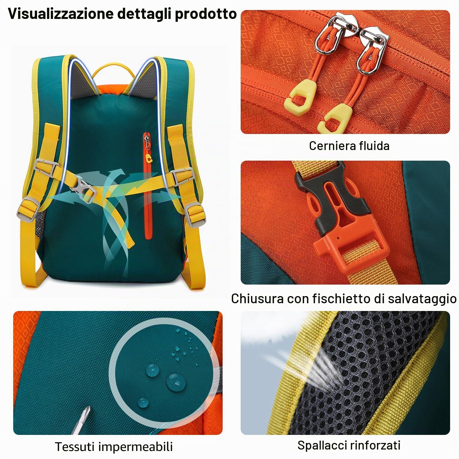 Zaino da Trekking 15L Leggero Impermeabile Zaino Hiking Backpack per Donna Uomo Ciclismo Arrampicata Sport Nero
