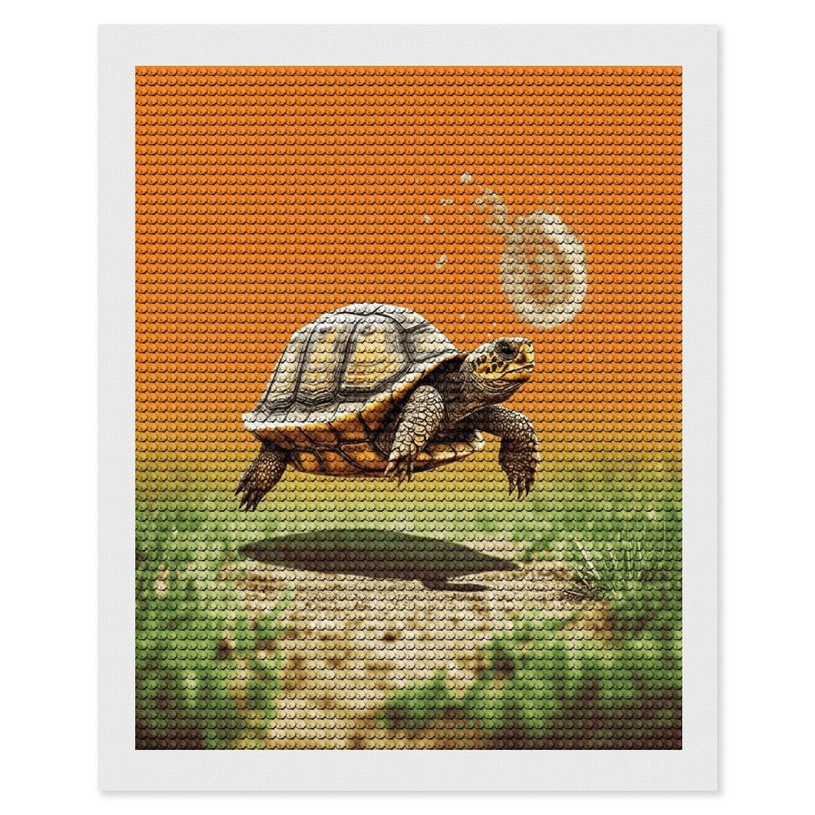 JTREHY Tortoise Turtle Jumping Diamond Art Kits Personalized DIY Round Diamond Painting Kits for Beginner Full Drill Diamonds Dots Paintings for Adults Gem Art Crafts Home Decor