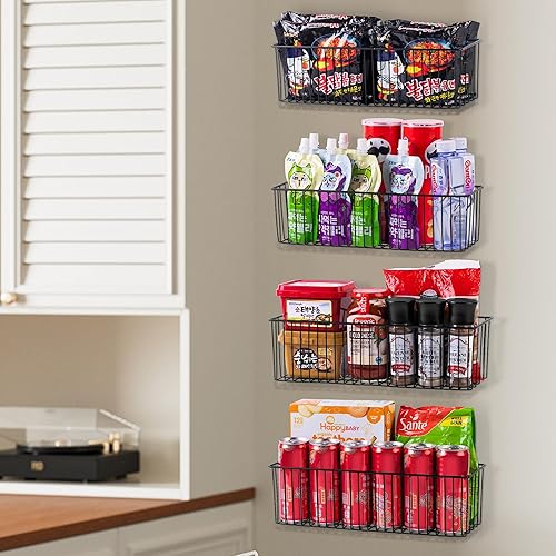 Miniatura 8 de Wetheny Cesta de alambre negro (paquete de 2)  Cesta rectangular de papel higiénico para colgar  Cestas de alambre para organizar cocina, cajón, baño