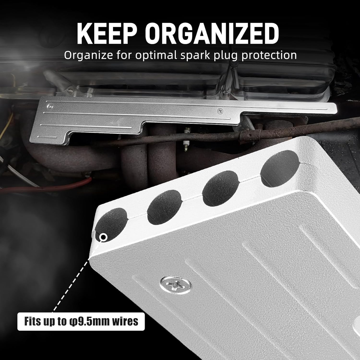 Bevinsee Spark Plug Wire Looms Holders Compatible with Chevrolet V8 Engines SBC BBC 302 305 327 350 396 427 454 Small Block Big Block, Aluminum, Silver