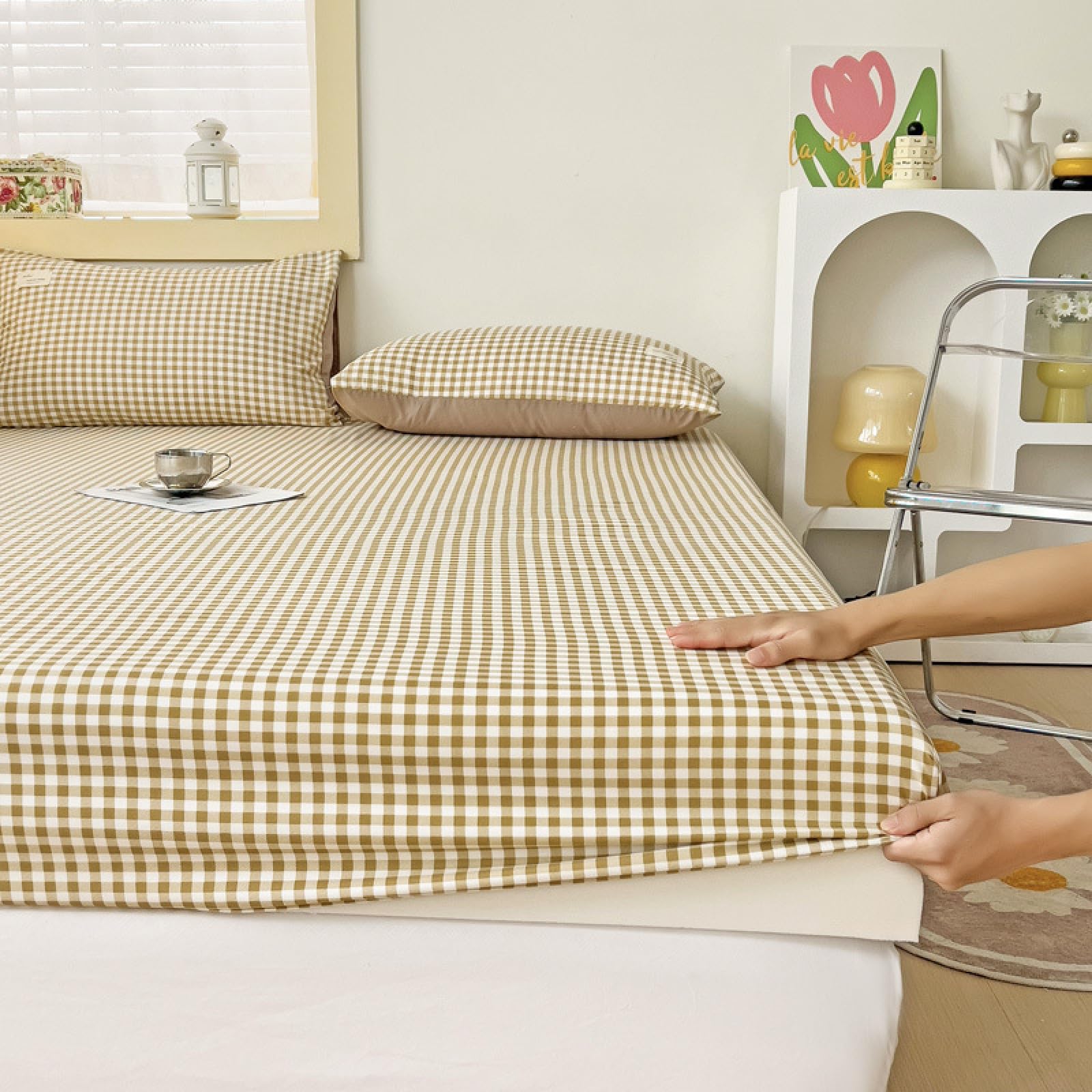 HAIBAbed cover 120x200cm+25cm Family Bedding Fitted Sheet Fitted Sheet Single Bedding, Extra Deep Soft Microfiber Fabric, Ease Care, Soft & Comfortable