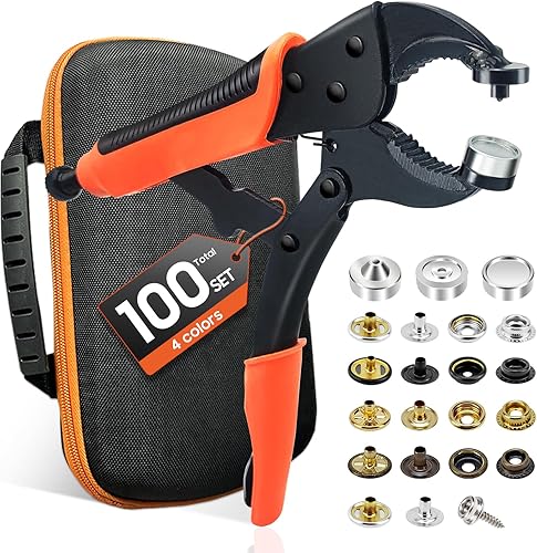 Miniatura 8 de Kit de herramientas de cierre a presión resistente, función de perforación, herramienta de botón a presión con ajuste ajustable, herramienta a