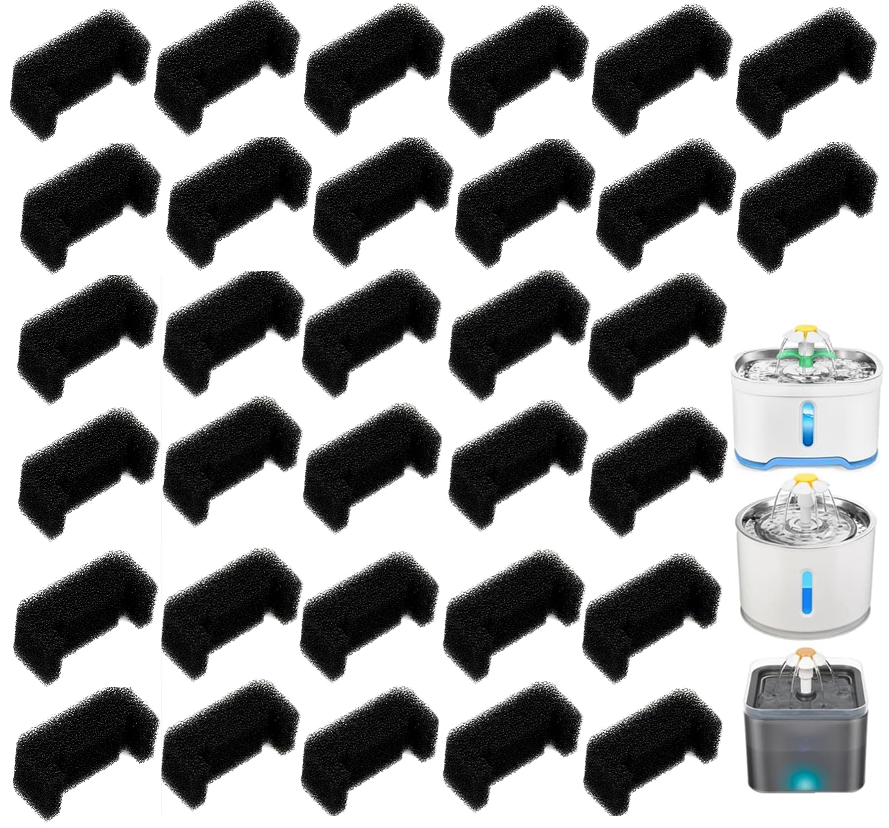 32 filtros de esponja para fuentes de agua de mascotas, dispensador de agua de repuesto para gatos, filtro de espuma para fuente de agua potable para gatos, filtro de espuma de esponja