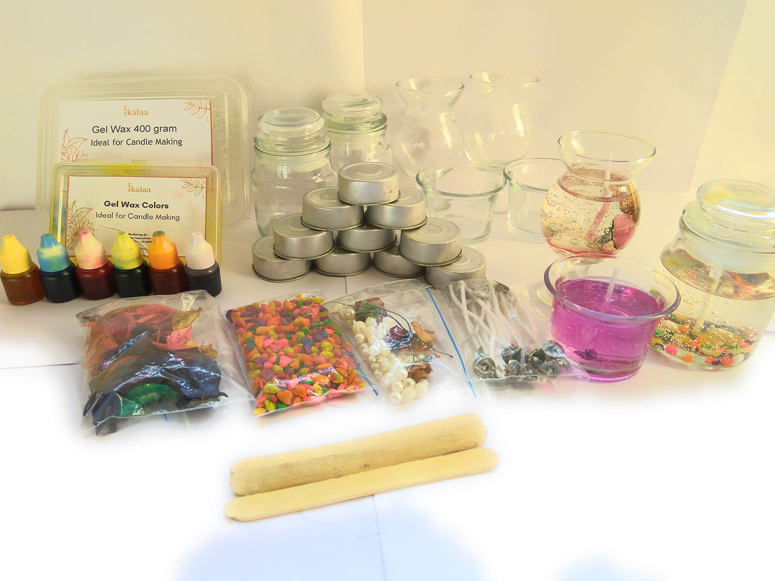 iKalaa® Gel Wax Candle Making kit (Large) for Adults & Beginners – Complete DIY Candle Kit with Gel Wax, Wicks, Glass Jars, Tools – Craft Gift Set for Home Decor & Gifting