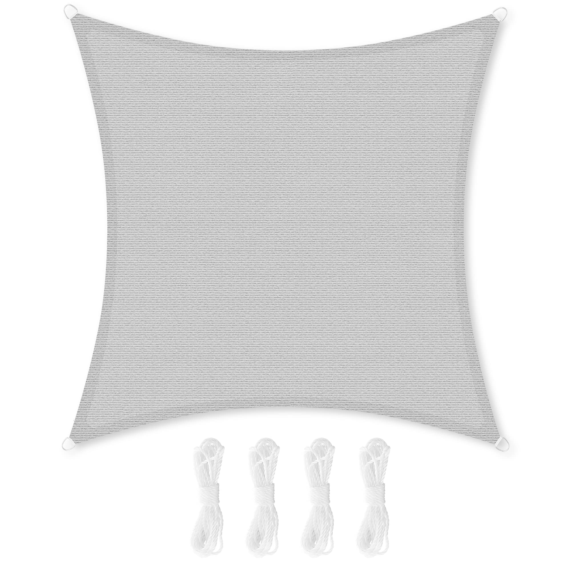 SONGMICS Sonnensegel 2 x 2 m, Sonnenschutz aus reißfestem HDPE-Kunststoff, wetterbeständiger UV-Schutz, luftdurchlässig, Garten, Balkon, Terrasse, Camping, rechteckig, 2 m Seile, hellgrau GSS22QY